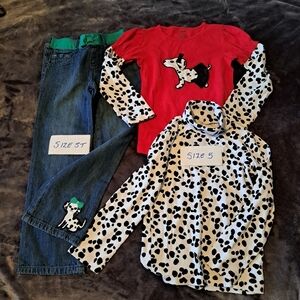 Gymboree girls size 5 & 5T dalmations 2 tops 1 pants